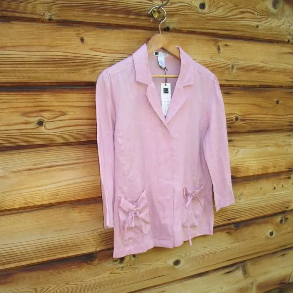 Pink Linen Top Jacket Shacket - Picture 2 of 7